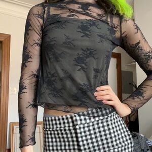 Target Black Sheer Blouse with Long Sleeves